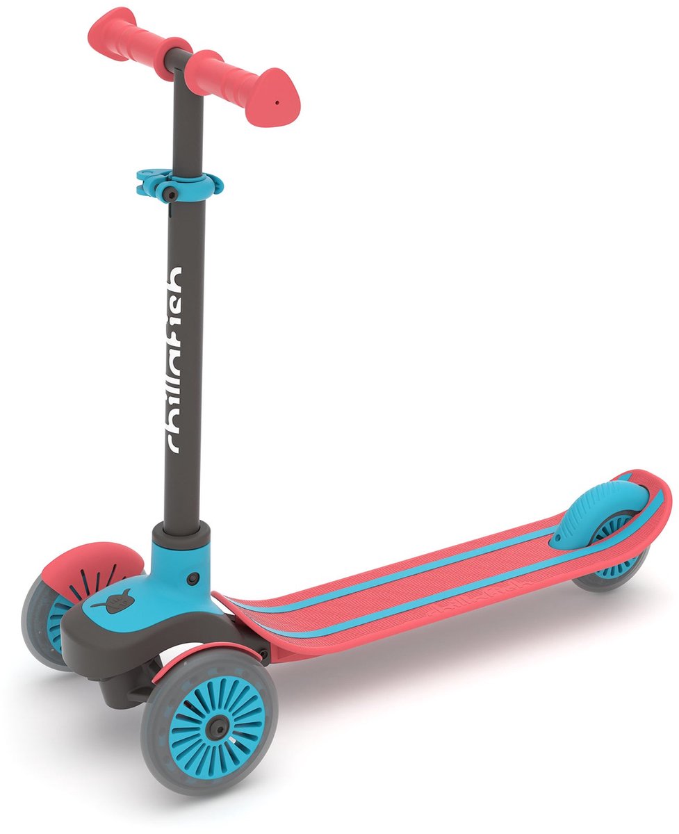 Chillafish Kinderstep 3 Jaar met drie wielen - Rood Blauw - Lichtgewicht step met afneembaar stuur en voetrem - Aanpasbaar in hoogte - Leun-om-te-sturen - Extra grip handgrepen - Model Scotti