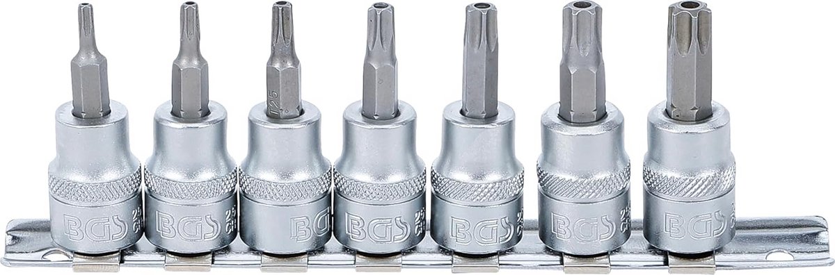 Dopsleutelbitset 3/8" (10 mm) met T-profiel (Torx) - 7-delig met boring