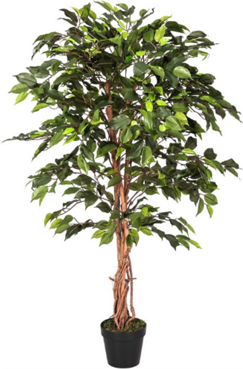 BOG Kunstplant Ficus Benjamina 122 Cm - Groene Indoor Plant - Onderhoudsvrij - Woonkamer - Kantoor - Balkon - Bureau GROENTE
