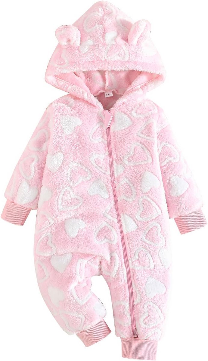 Warme Fleece Baby Romper met Capuchon voor Pasgeborenen en Zuigelingen (0-18 Mnd)