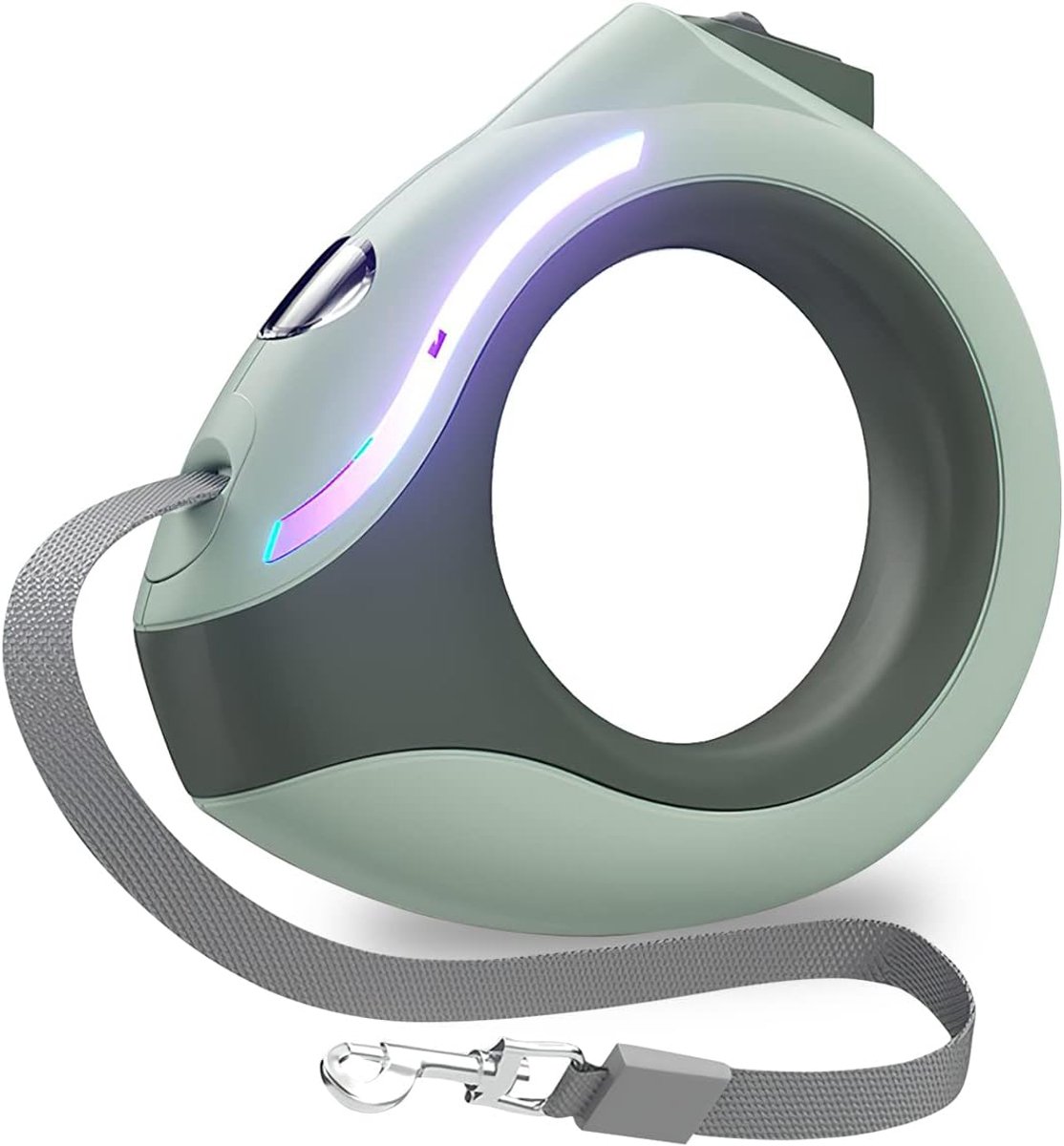 Sander Intrekbare hondenlijn, 3m uitschuifbare hondenriem met led-zaklamp, rem met één knop en slot, uitschuifbare hondenriem voor honden tot 20 kg (groen)