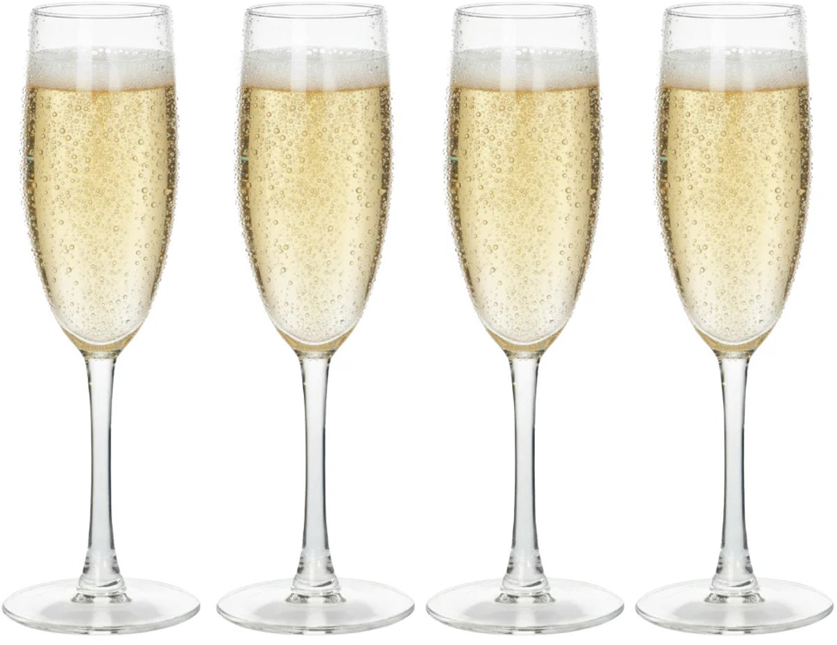 Cookinglife Champagneglazen Milena - Champagne Glasses - Helder Glas - Elegant Design Vaatwasserbestendig - 180 ml, 4 Stuks