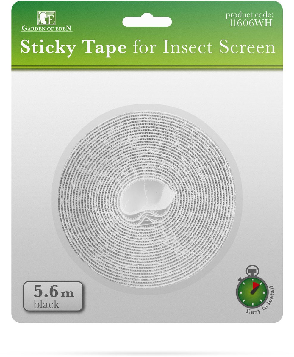 Insectengaas Bevestigingstape – Zelfklevend – 5,6 M X 1 Cm – Wit – Voor Horren, Raam- En Deurgaas [11606WH]