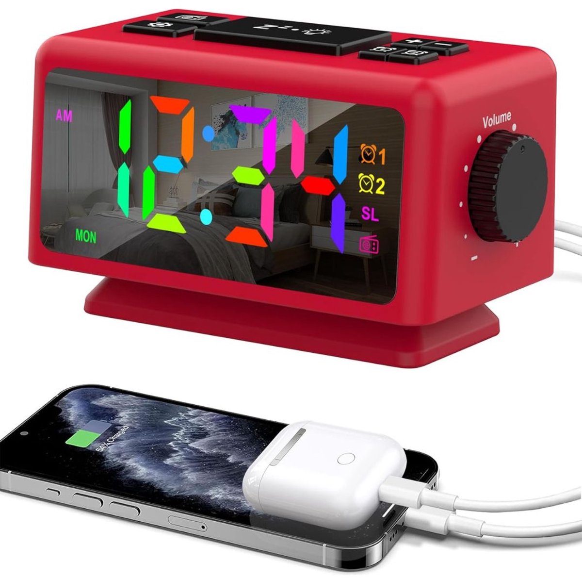 Digitale Wekker - Wekkerradio - Reiswekker - Rood