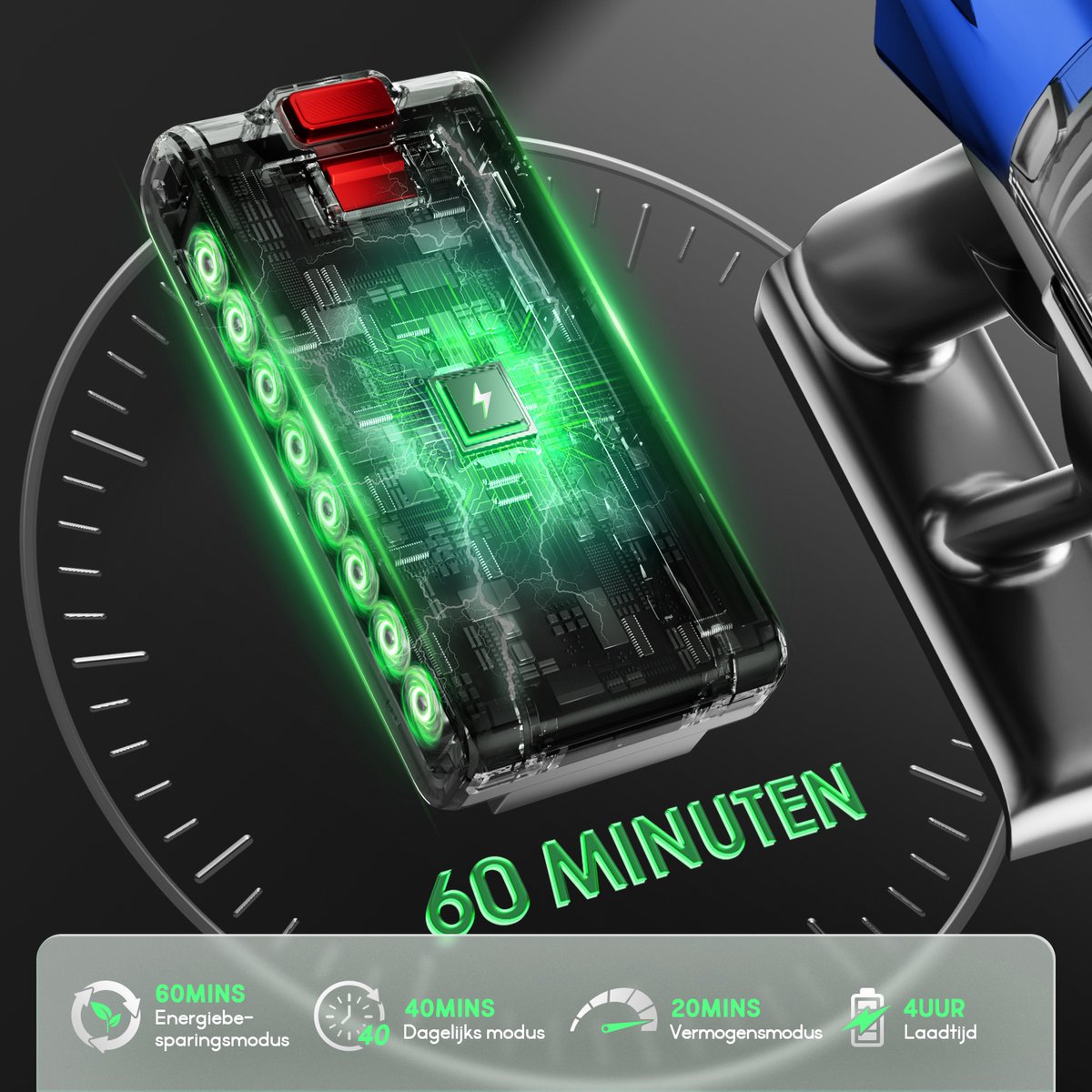 Fukstern Draadloze Stofzuiger 75KPa met 60 Min Accuduur - afbeelding 3