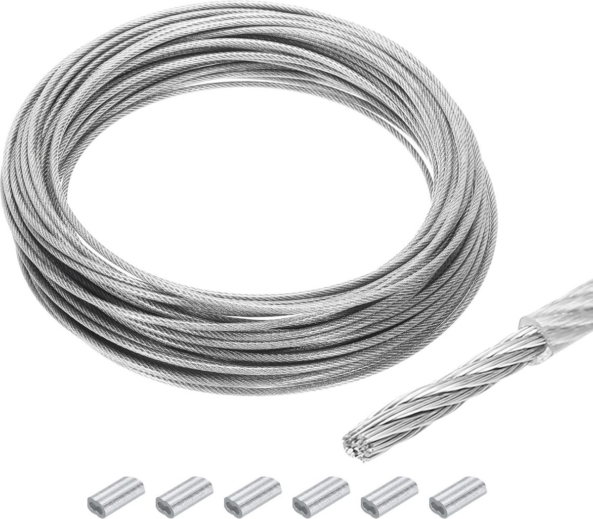 RVS 304 Staalkabel 30 Meter met Aluminium Spansloten voor Ophangen