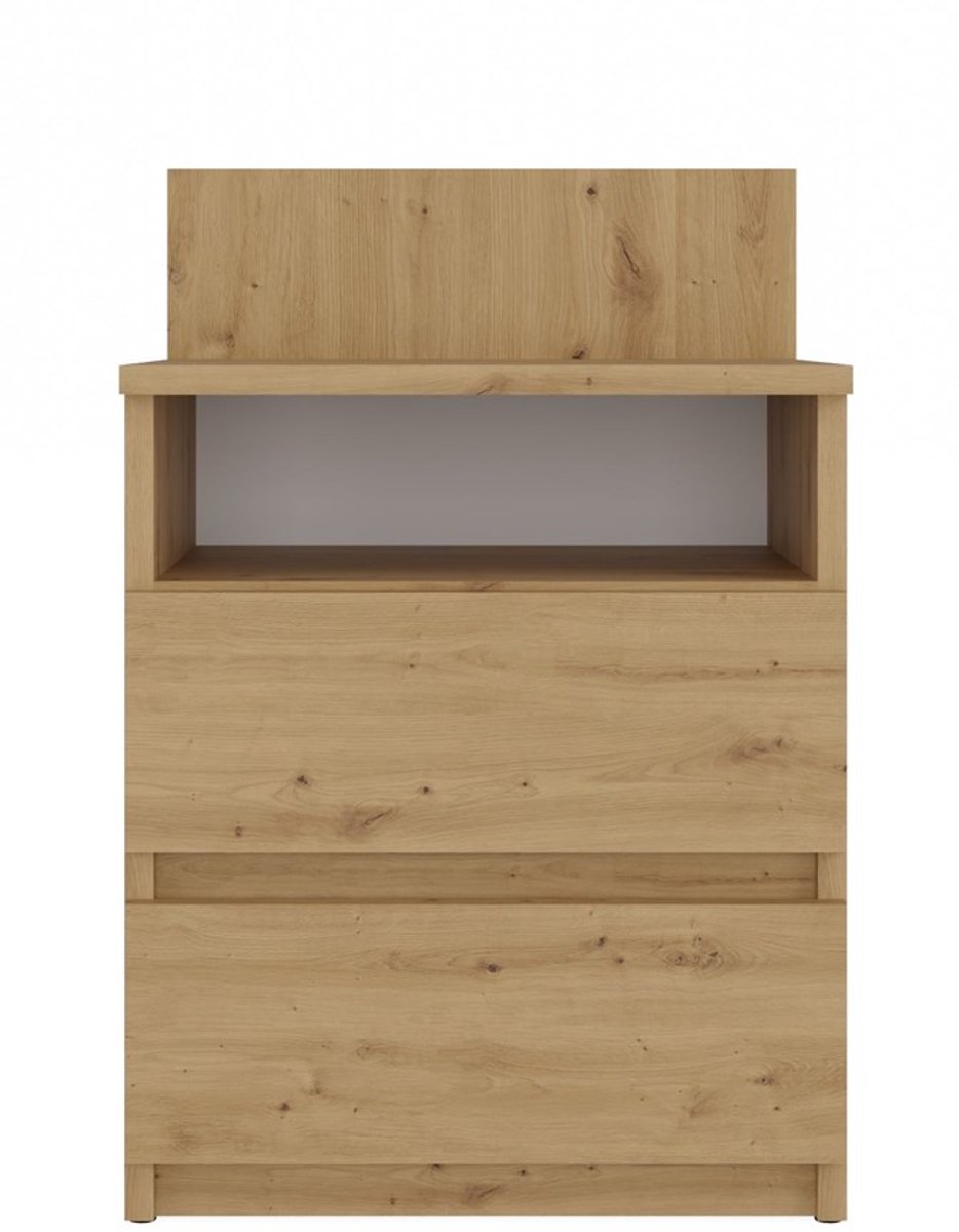 MALWA M1 - Nachtkastje - Eiken Artisan - 2 lades - Greeploos design
