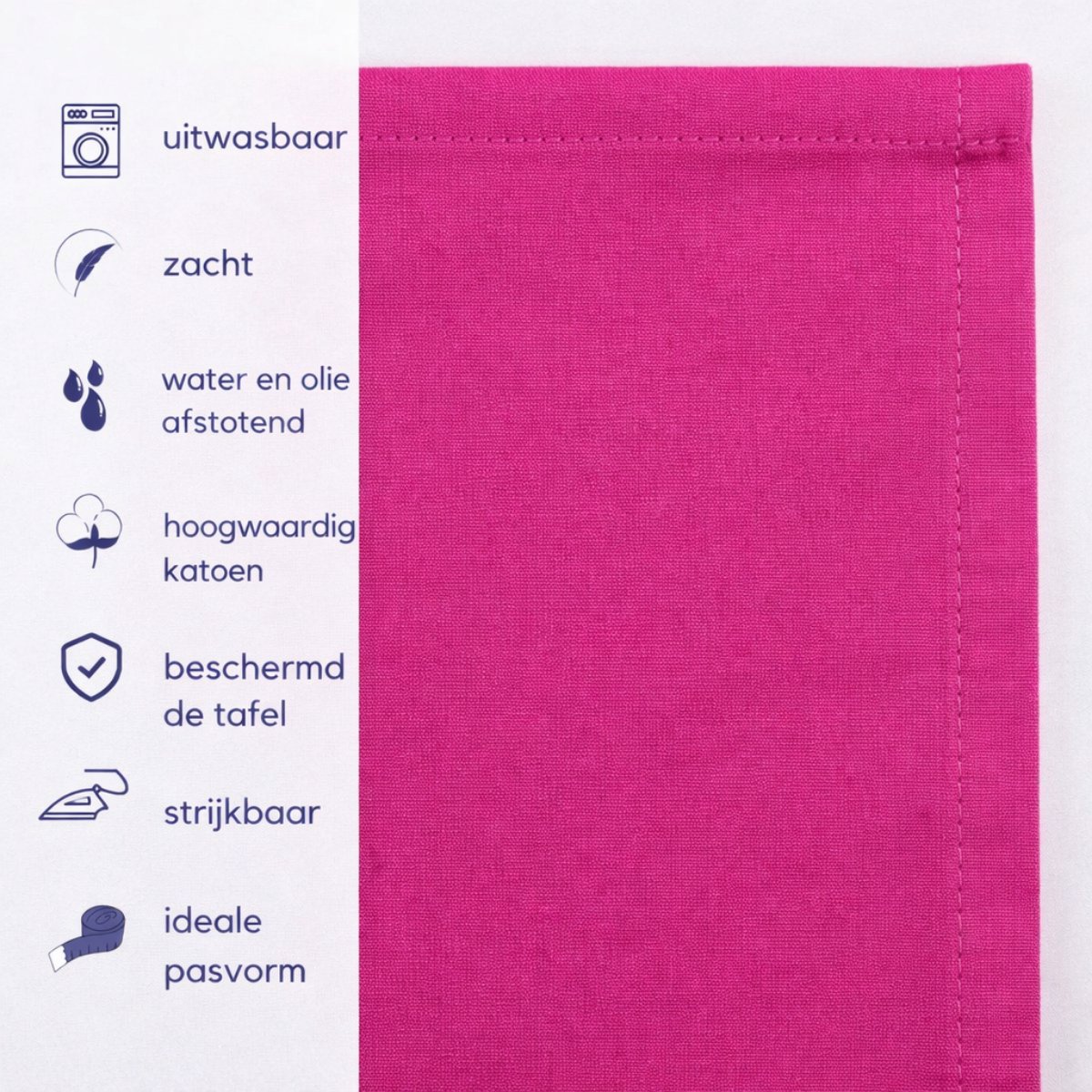 Tavas Servetten - 30 x 30 cm - Set van 4 stuks - Fuchsia - Katoen — cadeau in Wonen & Interieur - foto 2