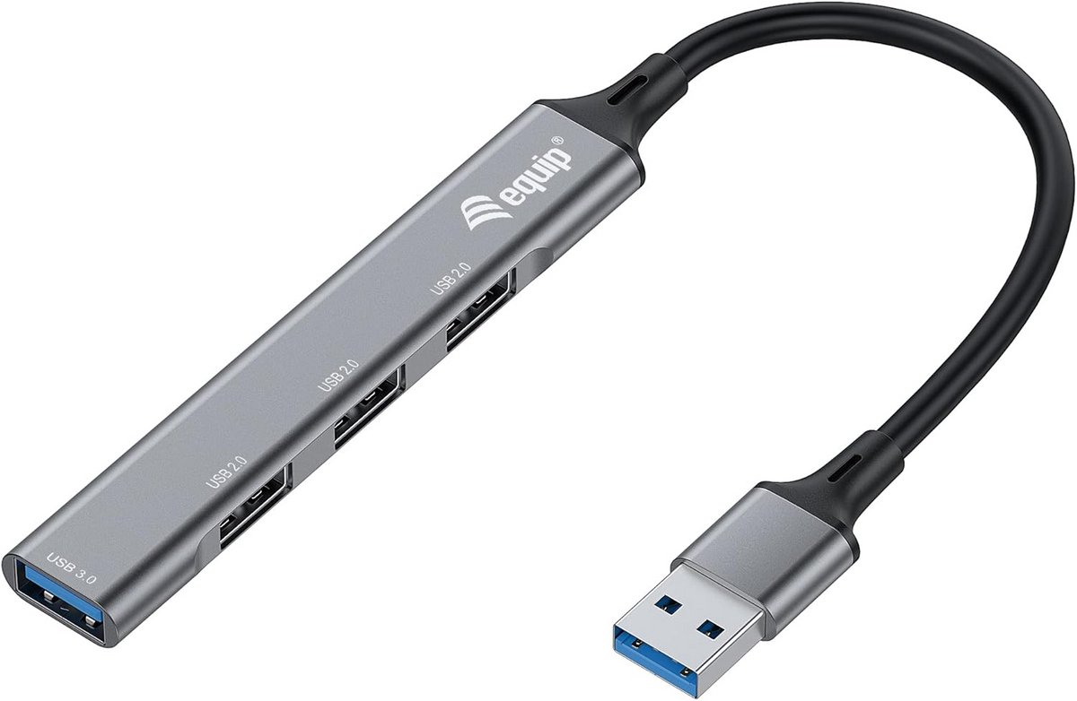 4-Poorts USB Hub: 1x USB 3.0 en 3x USB 2.0 - Compacte Verdeler