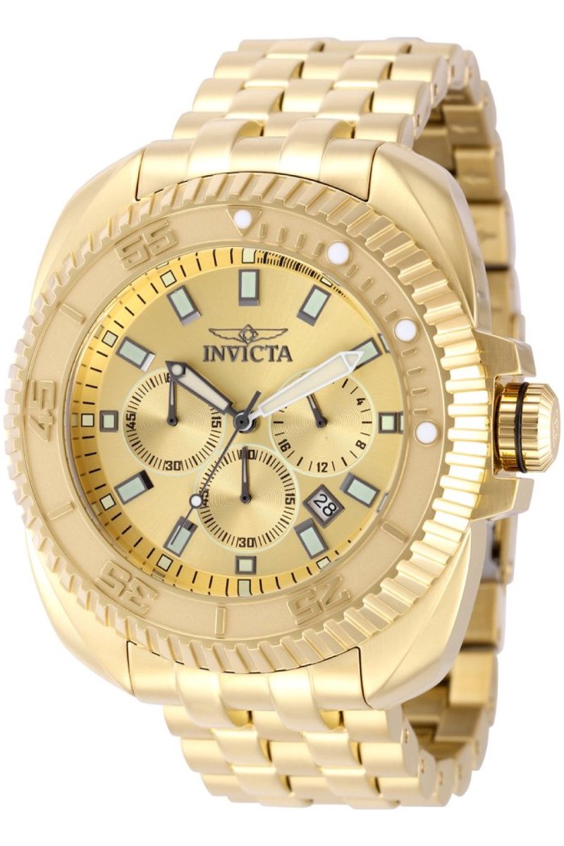 Invicta Coalition Forces 49788 Heren Horloge - Waterdicht - Analoog - Quartz Uurwerk - Roestvrij Staal met gouden Wijzerplaat - 50mm