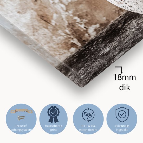 Canvas met een afbeelding van gedroogde bloemen in een vaas. 18mm dik, inclusief ophangsysteem. Haarscherpe print.