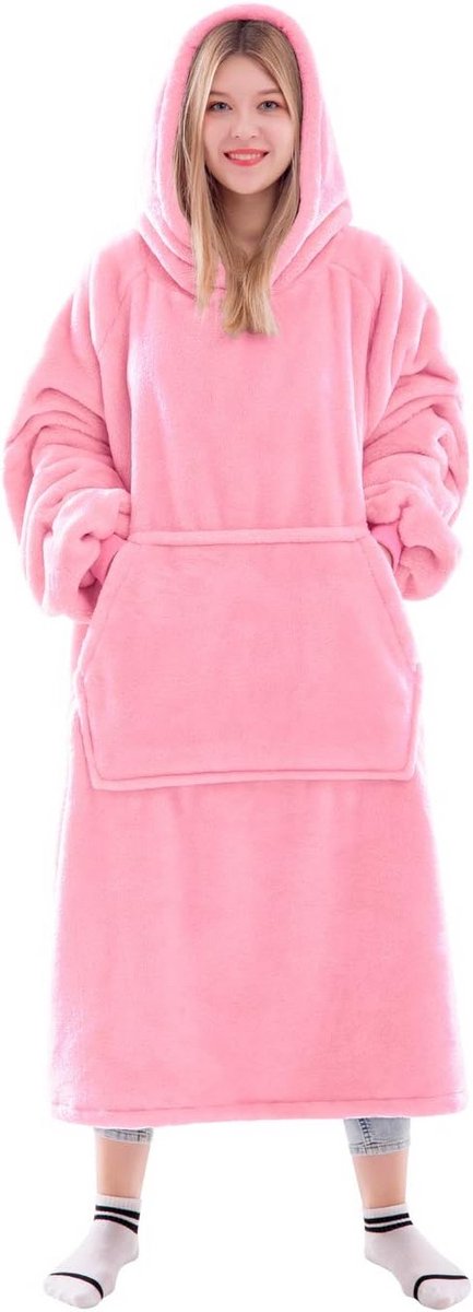 Extra Warme Draagbare Deken Hoodie met Mouwen en Grote Zak - Fleece Comfort voor Heren en Dames