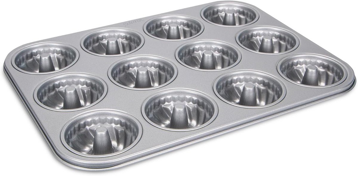 Mini Tulband Bakvorm voor 12 Cakejes - Hittebestendig Metaal