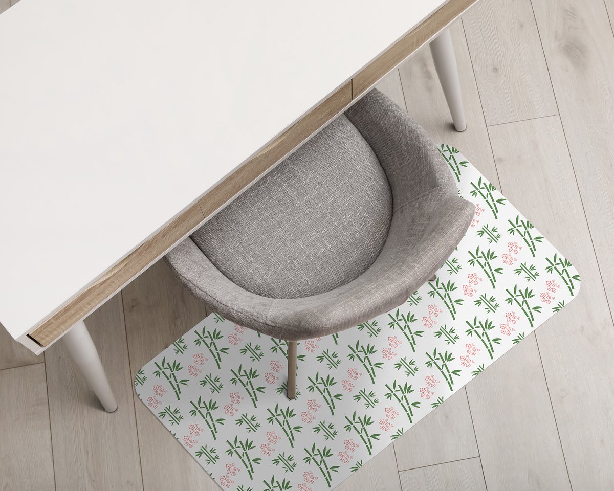 Coloray Vloerbeschermer - Bamboe en bloemen Vloerbeschermer Bureaustoel - 100x70 cm - Groente Vloerbeschermer Groot - Vloerbeschermer Bureaustoel Tapijt - Mótif Vloerbeschermer - Rechthoekige Mat - Natuur Thema