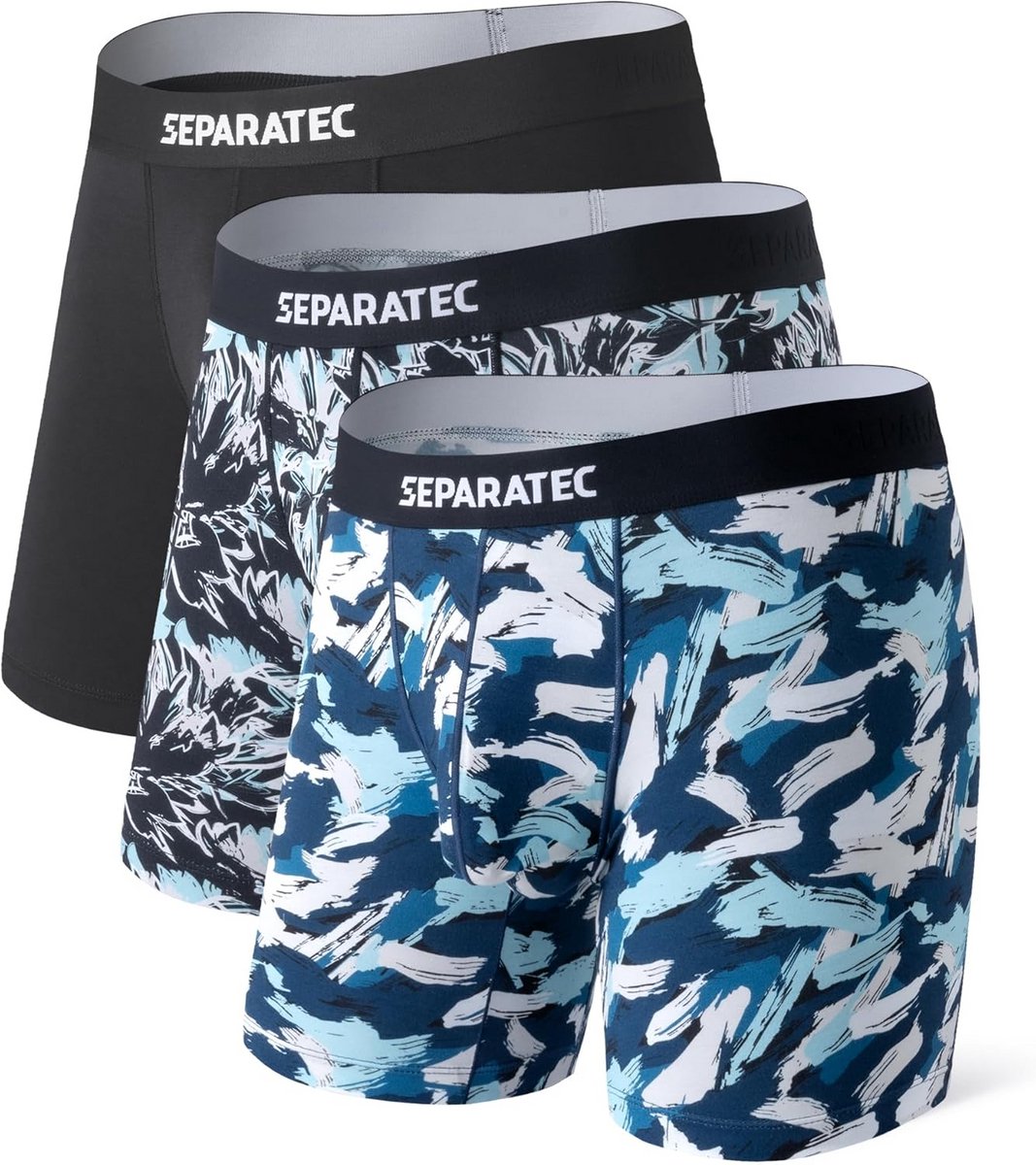 Heren Boxershorts Bamboe Rayon met Dubbele Zak en Gepatenteerde Ondersteuning 3-Pack