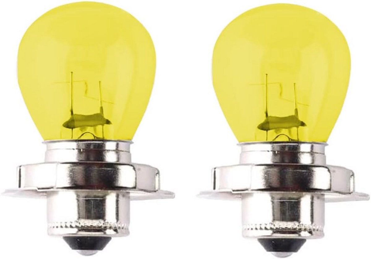 2x Gele Gloeilampen 6V 15W voor Motorfiets, Bromfiets en Scooter - P26S Fitting