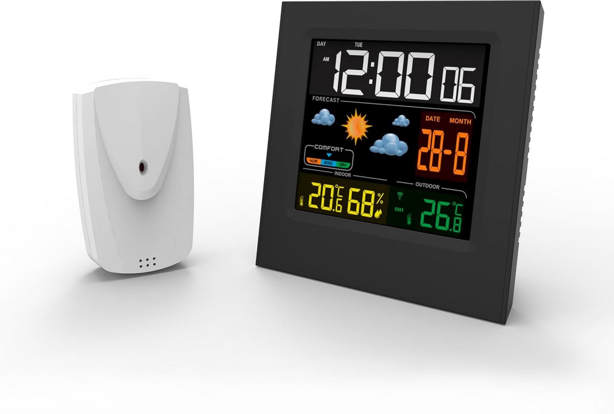 Weerstation met Draadloze Buitensensor: Temperatuur, Vochtigheid en Weersvoorspelling