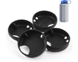 Silicone Splash Guard voor Nalgene 32oz Wide Mouth Lid - Anti-Spill Splash Guard Silicone voor Waterflessen Accessoire - 4Pcs (Zwart)