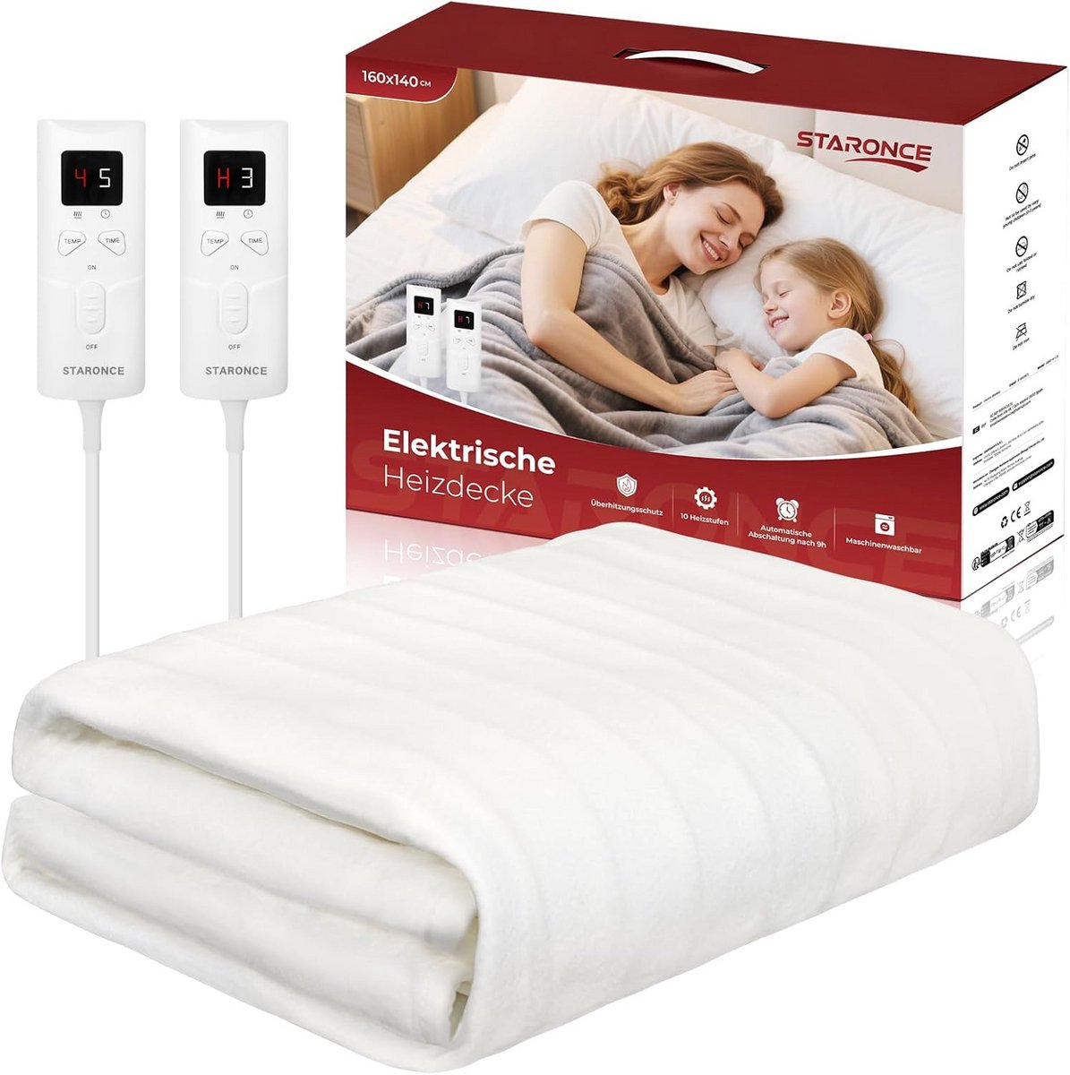 Elektrische Deken - Verwarmingsdeken Bed - Comfortabele Warmte - Zachte Stof - 0.5 m - Wit