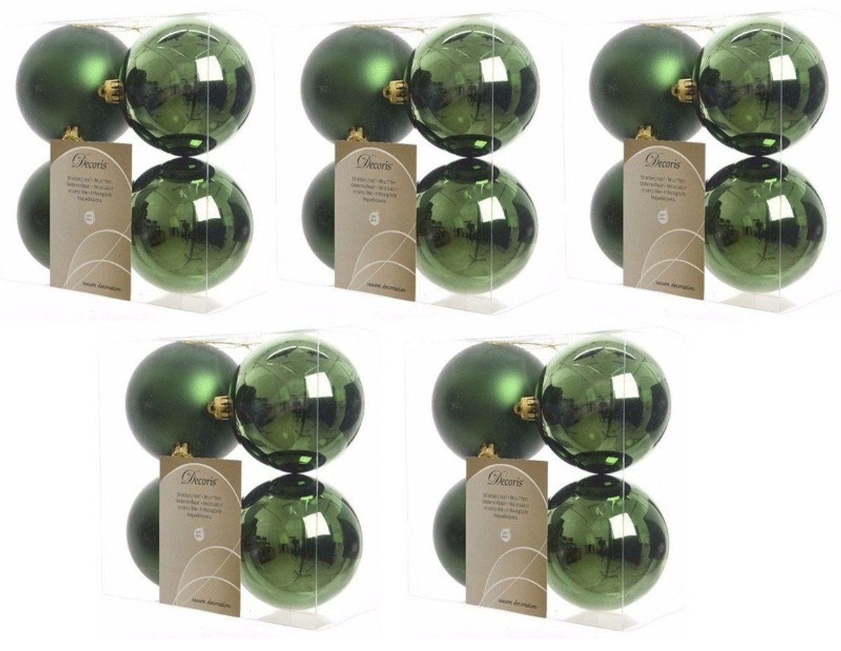 Decoris Kerstballen - 20x st - donkergroen - 10 cm - kunststof - kerstversiering