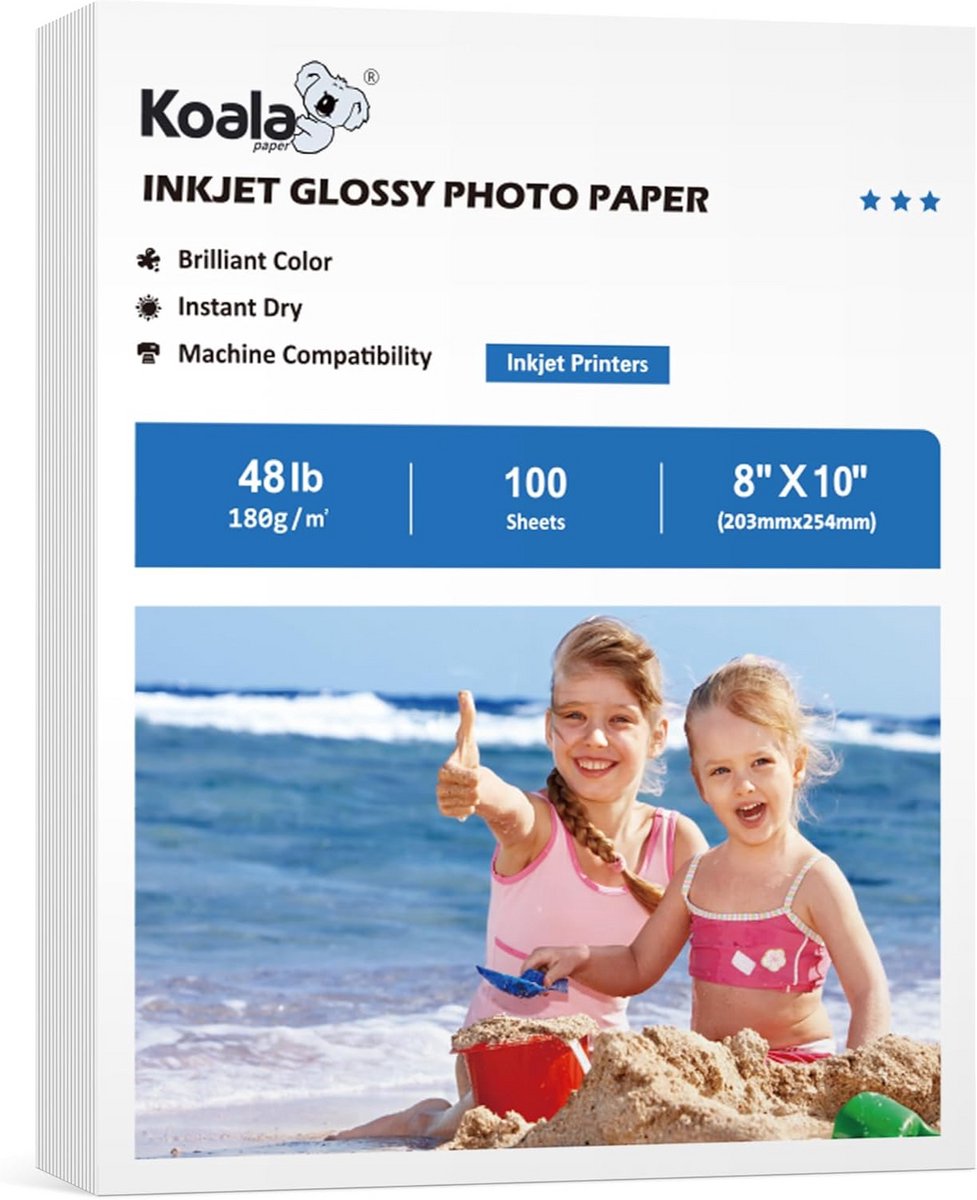Glanzend Inkjet Fotopapier 8x10 Inch - 100 Vellen - 180GSM - Professionele Kwaliteit