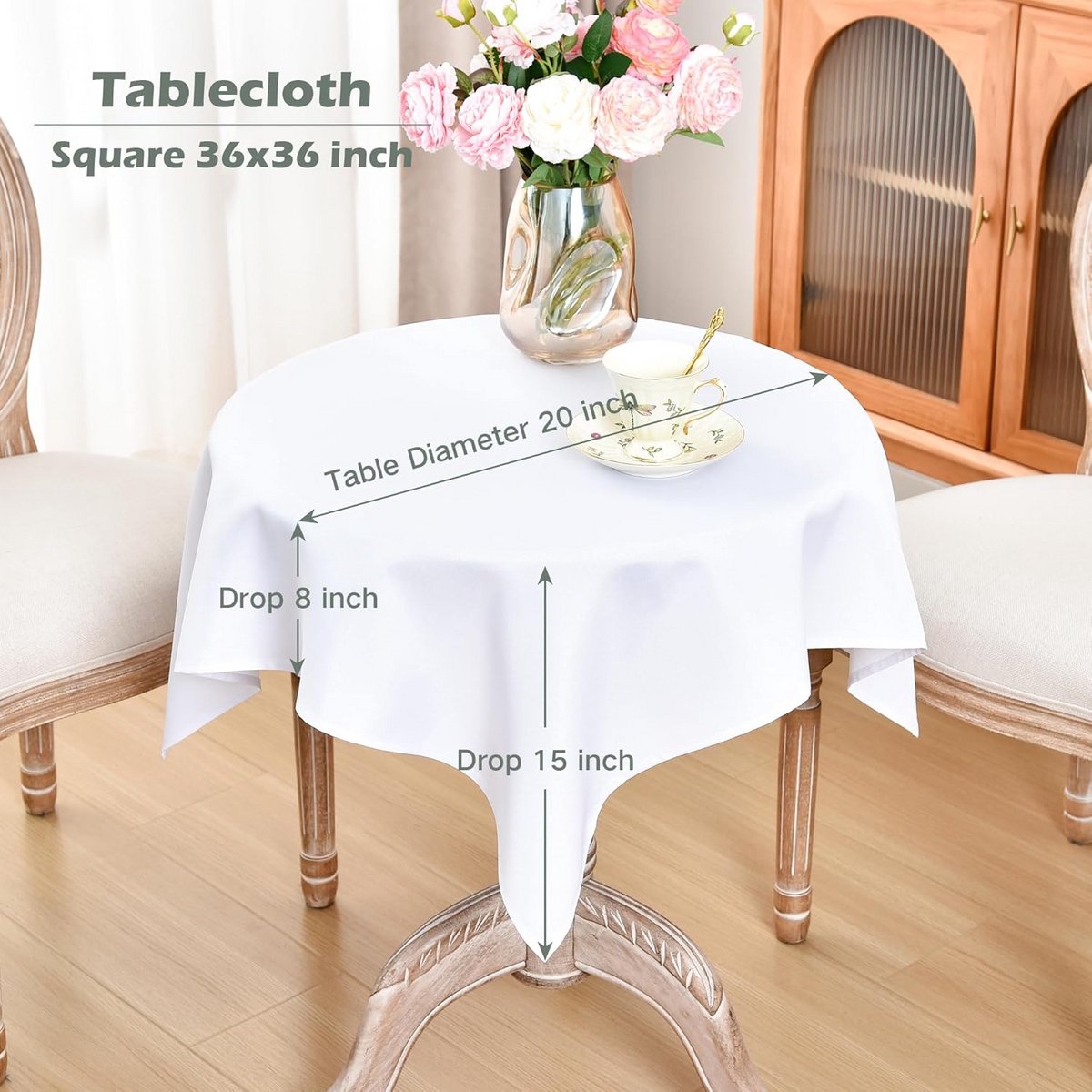 Vierkant Tafelkleed Wit 91x91 cm Wasbaar Kreukvrij Polyester voor Eetkamer en Feest