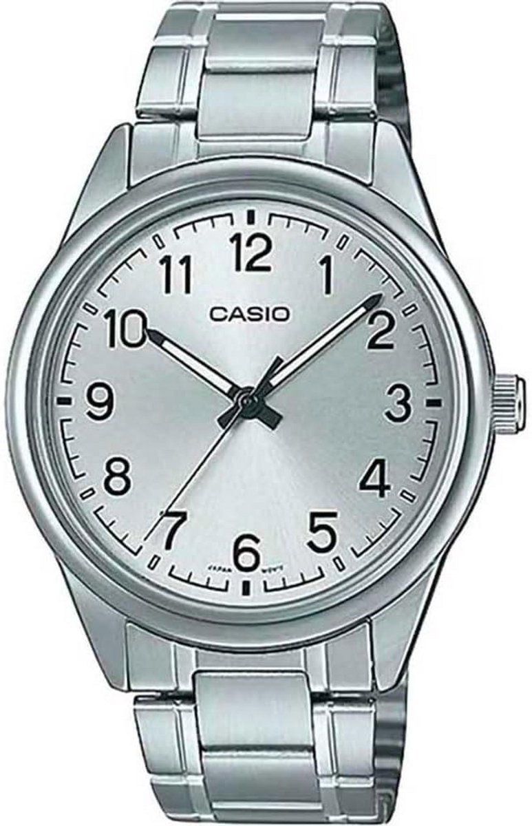 Klassiek Analoog Horloge met Witte Wijzerplaat en Zilverkleurige Band