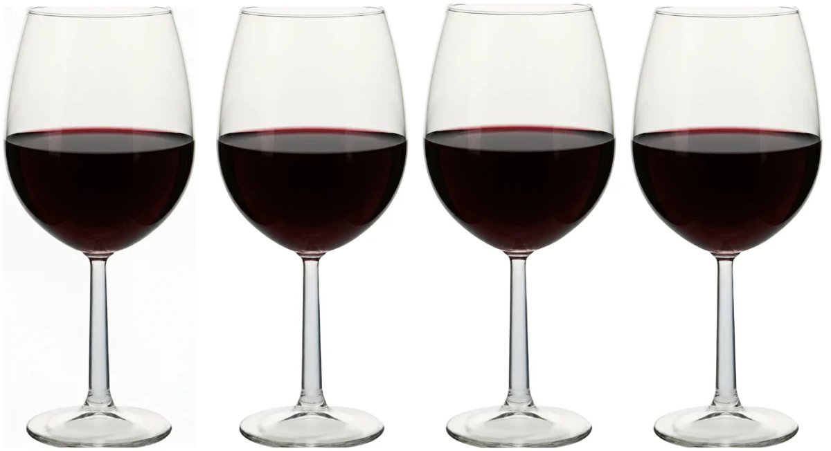 Cookinglife Rode Wijnglazen Set Milena 4 Stuks - Rode Wijnglazen Set - Red Wine Glass - Wijnglazen voor Diner - Wijnglazen voor Borrel - Wijnglazen Cadeau - Glas Transparant - Vaatwasserbestendig - 580 ml, Set Van 4