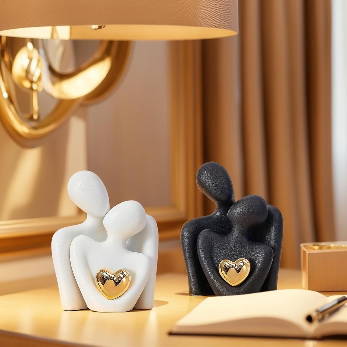 Mini Paar Standbeeld TV-Stand Decor voor Woonkamer en Slaapkamer, Abstract Sculptuur Knick-Knacks Home Decor Koppels van Liefde - Romantic Valentine's Day Gifts,12 cm / zwart — cadeau in Wonen & Interieur - foto 4