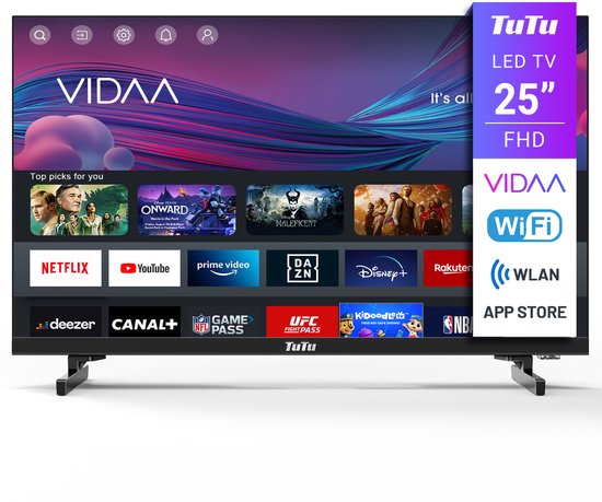 TuTu TUV25FQ1B 25 Inch Full HD LED TV met VIDAA Smart TV - TuTu - €129,99
