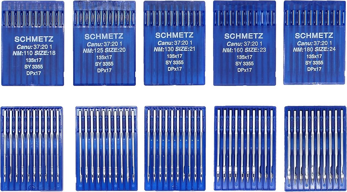 50 Stuks Naaimachine Naalden Set Diverse Maten 18 t/m 24 voor Transportvoet Machines