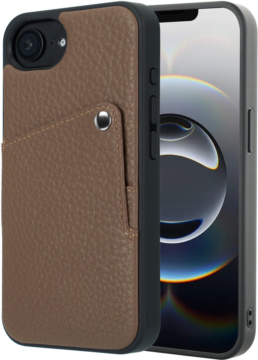 Selencia Hoesje - Geschikt voor Apple iPhone 17e / 16e - Backcover met Pashouder - Mocha Brown