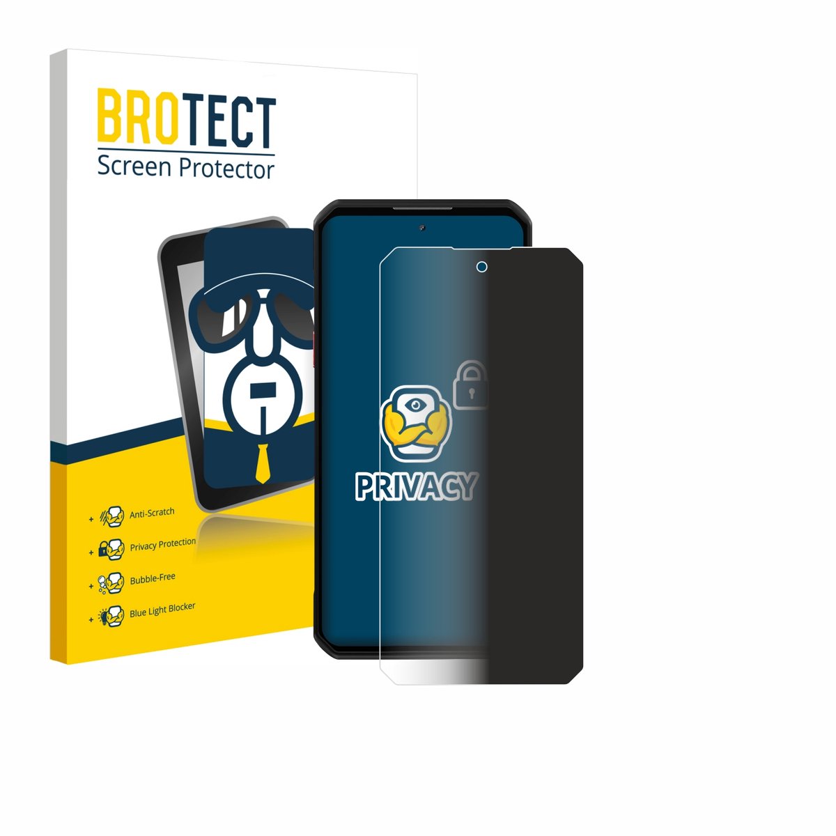 BROTECT - privacy screenprotector voor Oukitel WP60 - Folie Beschermfolie Blauwlichtfilter