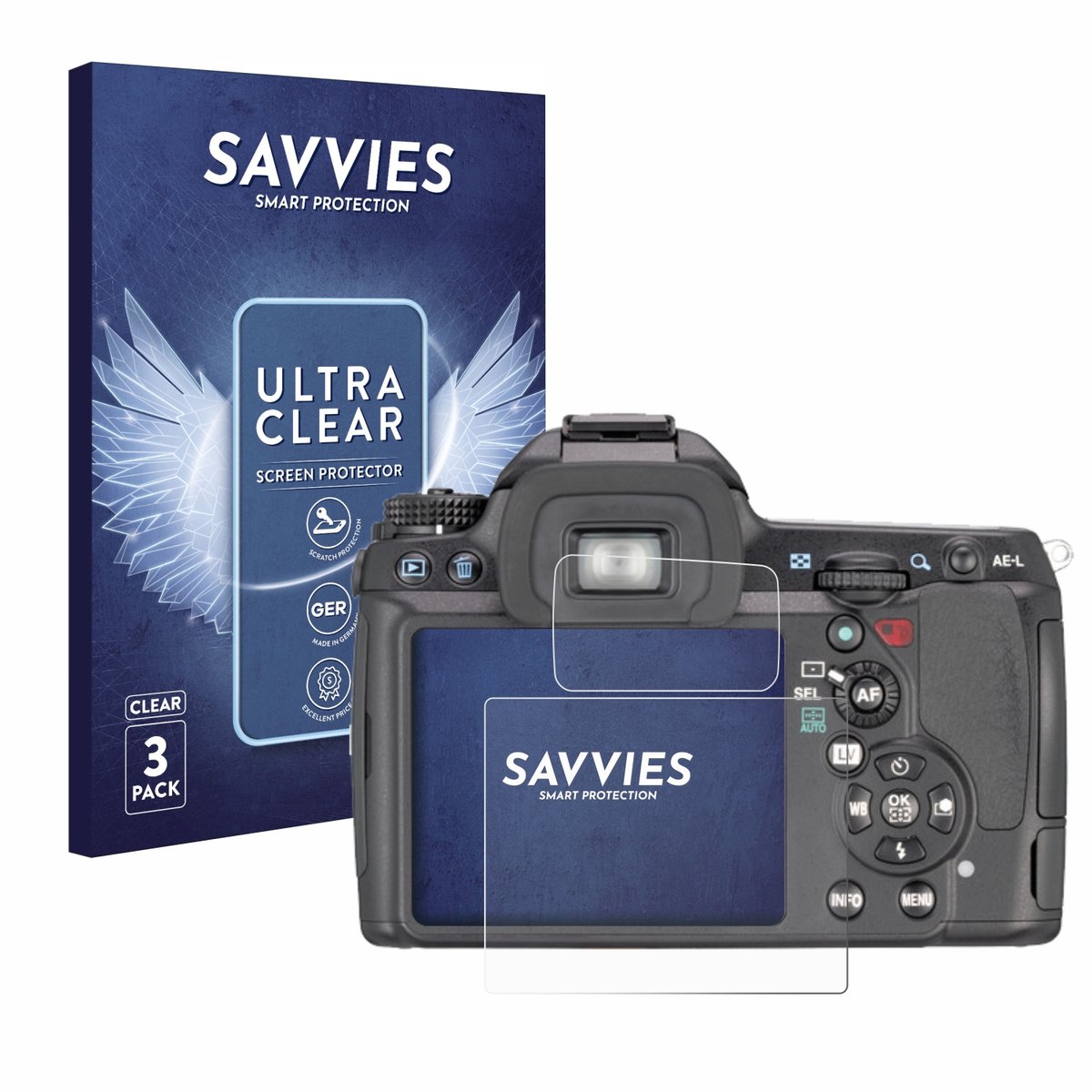 Savvies - Screenprotector voor Pentax K7, K-7 - Folie Beschermfolie transparant 6 Stuks
