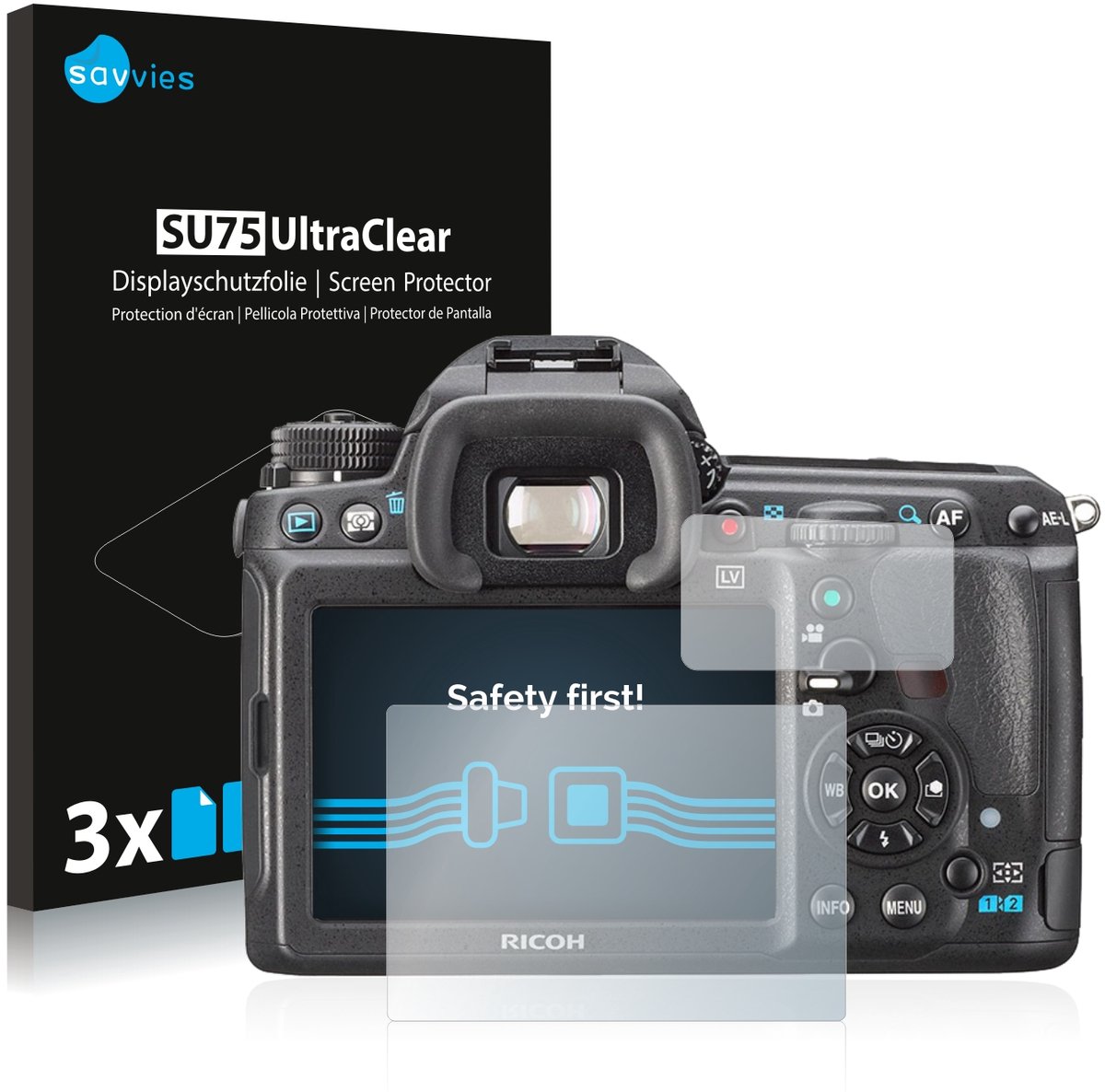 Savvies - Screenprotector voor Pentax K3, K-3 - Folie Beschermfolie transparant 6 Stuks