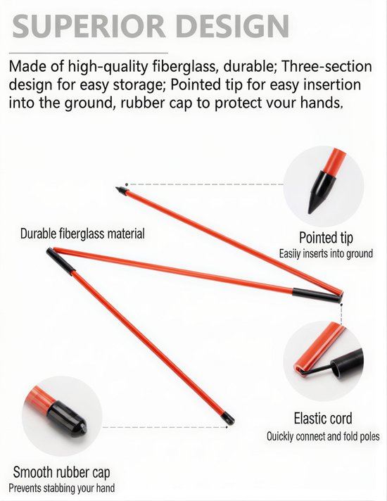 Stripe golf alignment sticks, 2 inklapbare uitlijnstokken 121 cm van Stripe Golf — afbeelding 2