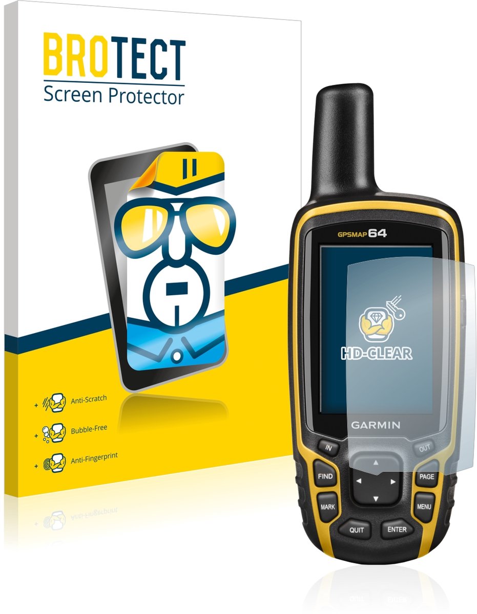 BROTECT - Screenprotector voor Garmin GPSMAP 64 - Folie Beschermfolie transparant 2 Stuks
