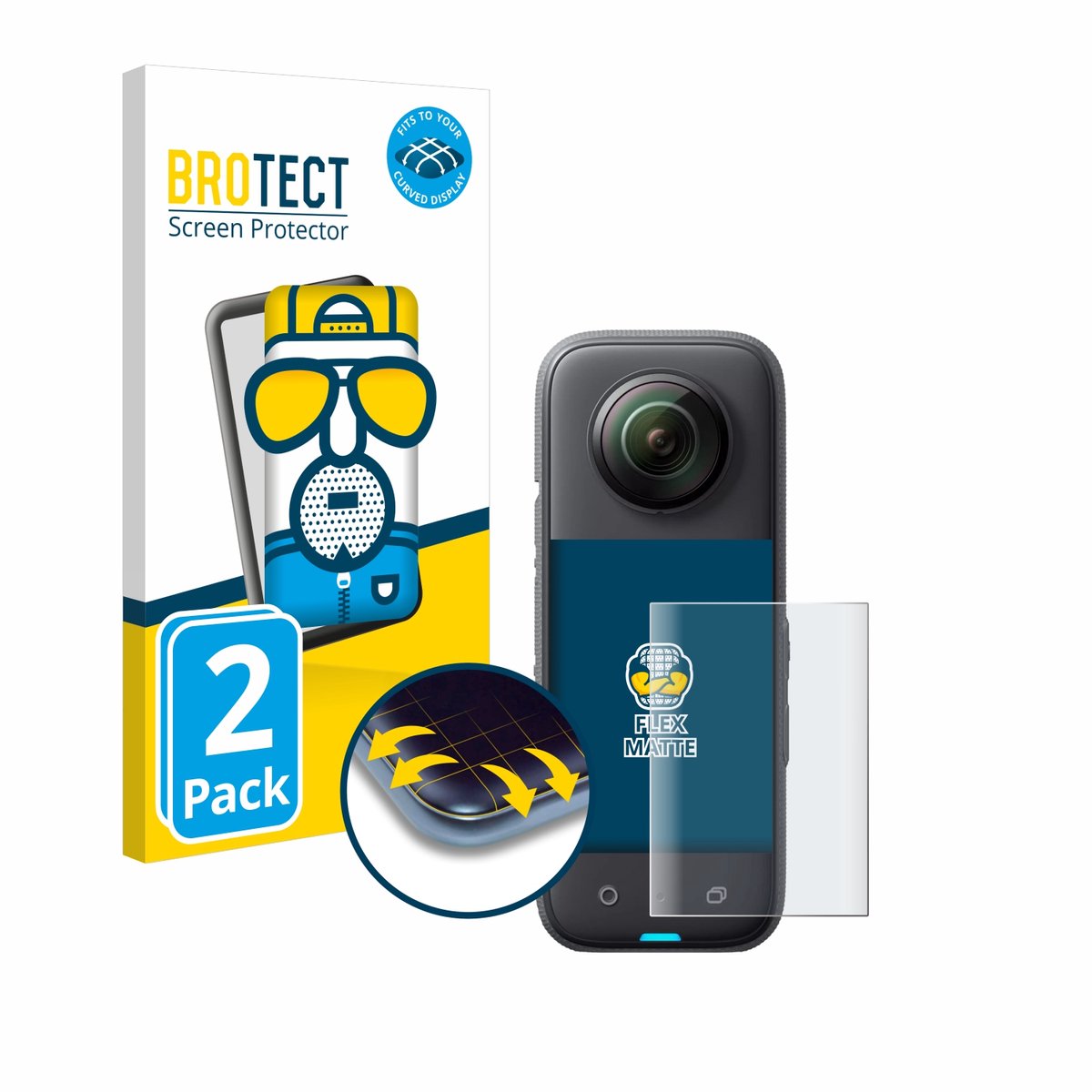 BROTECT - Screenprotector voor Insta360 X3 - Folie Beschermfolie matte volledig dekking 2 Stuks