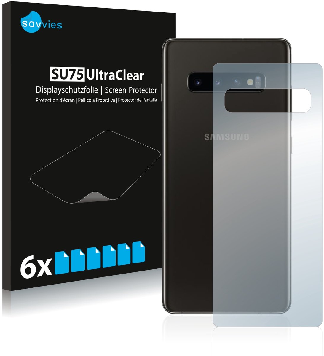 Savvies - Screenprotector voor Samsung Galaxy S10 (Achterkant) - Folie Beschermfolie transparant 6 Stuks