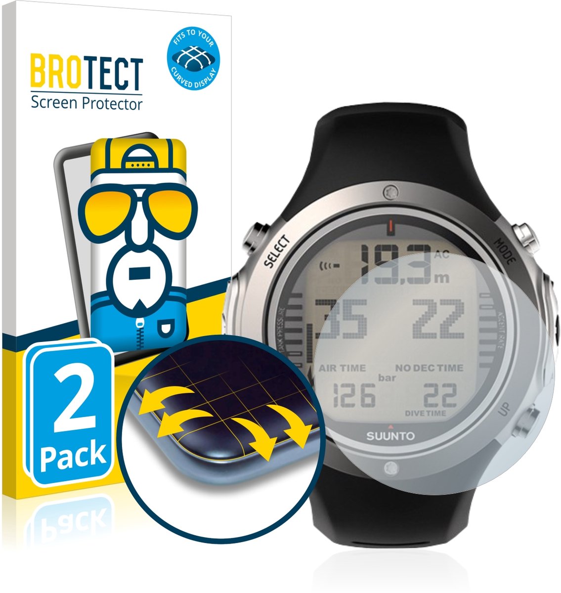 BROTECT - Screenprotector voor Suunto D6I Novo - Folie Beschermfolie transparant volledig dekking - 2 Stuks
