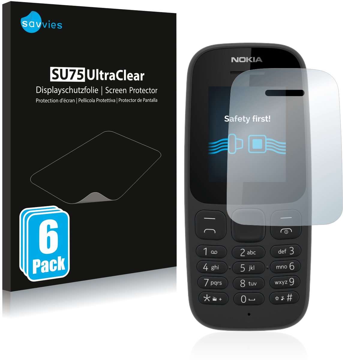 Savvies - Screenprotector voor Nokia 105 2017 - Folie Beschermfolie transparant 6 Stuks