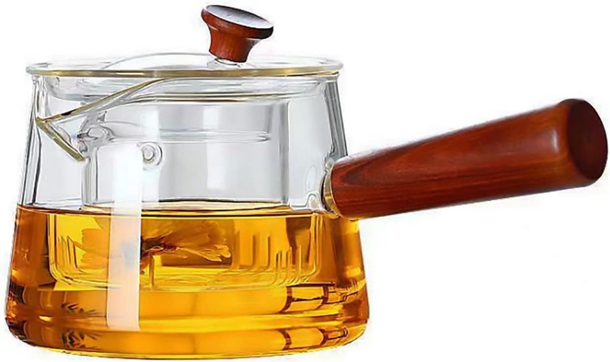 Theepot van borosilicaatglas met infuser 500ml - hittebestendig en kookplaatbestendig