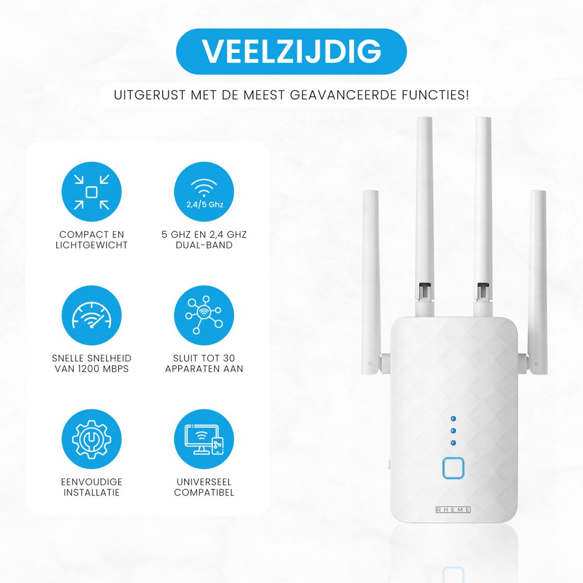 All4Less WiFi Versterker met Ethernet Poort 2.4GHz & 5GHz - afbeelding 2
