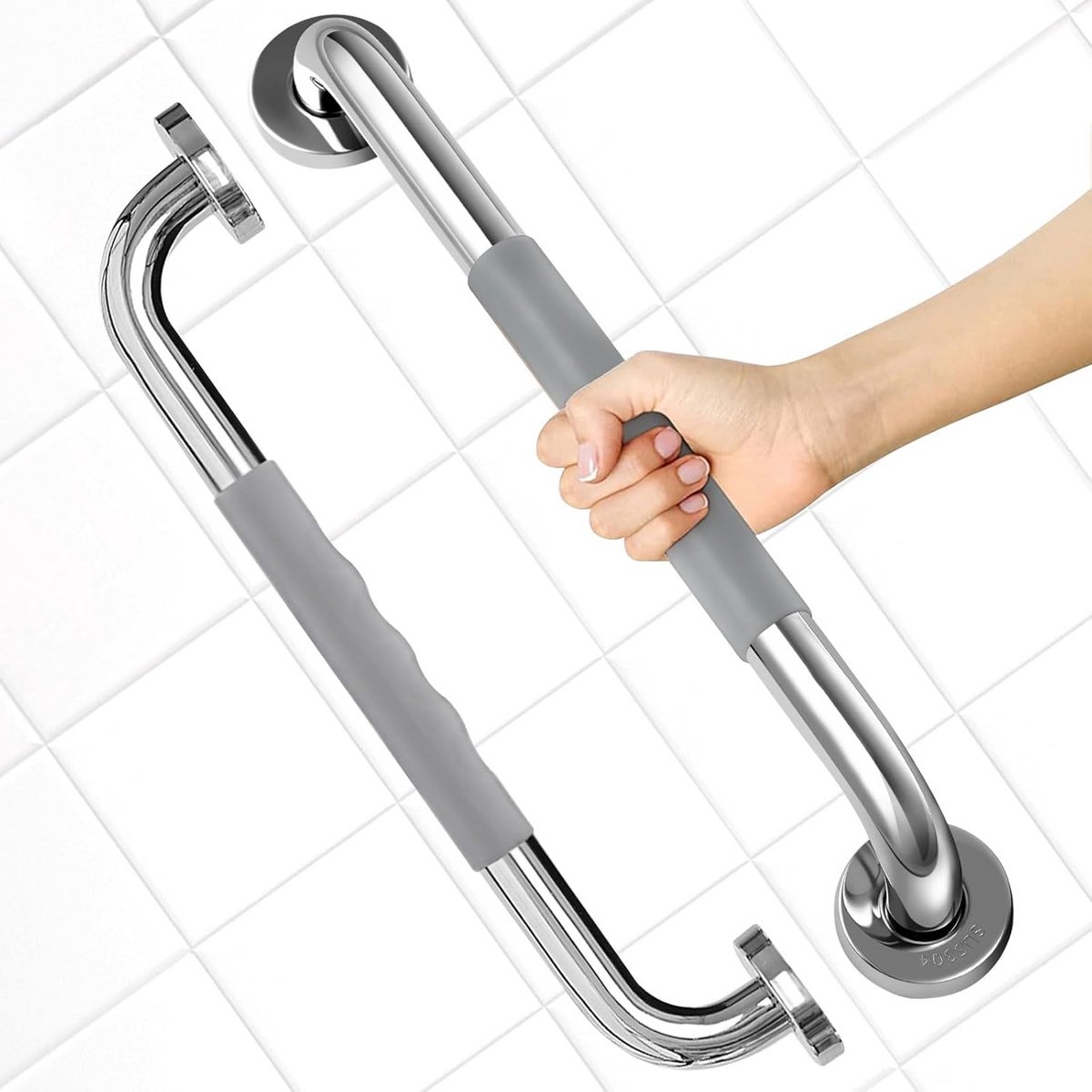 2 Roestvrijstalen Badkamerhandgrepen 40,6 cm – Antislip Douche- en Badsteun voor Ouderen, Senioren & Zwangeren
