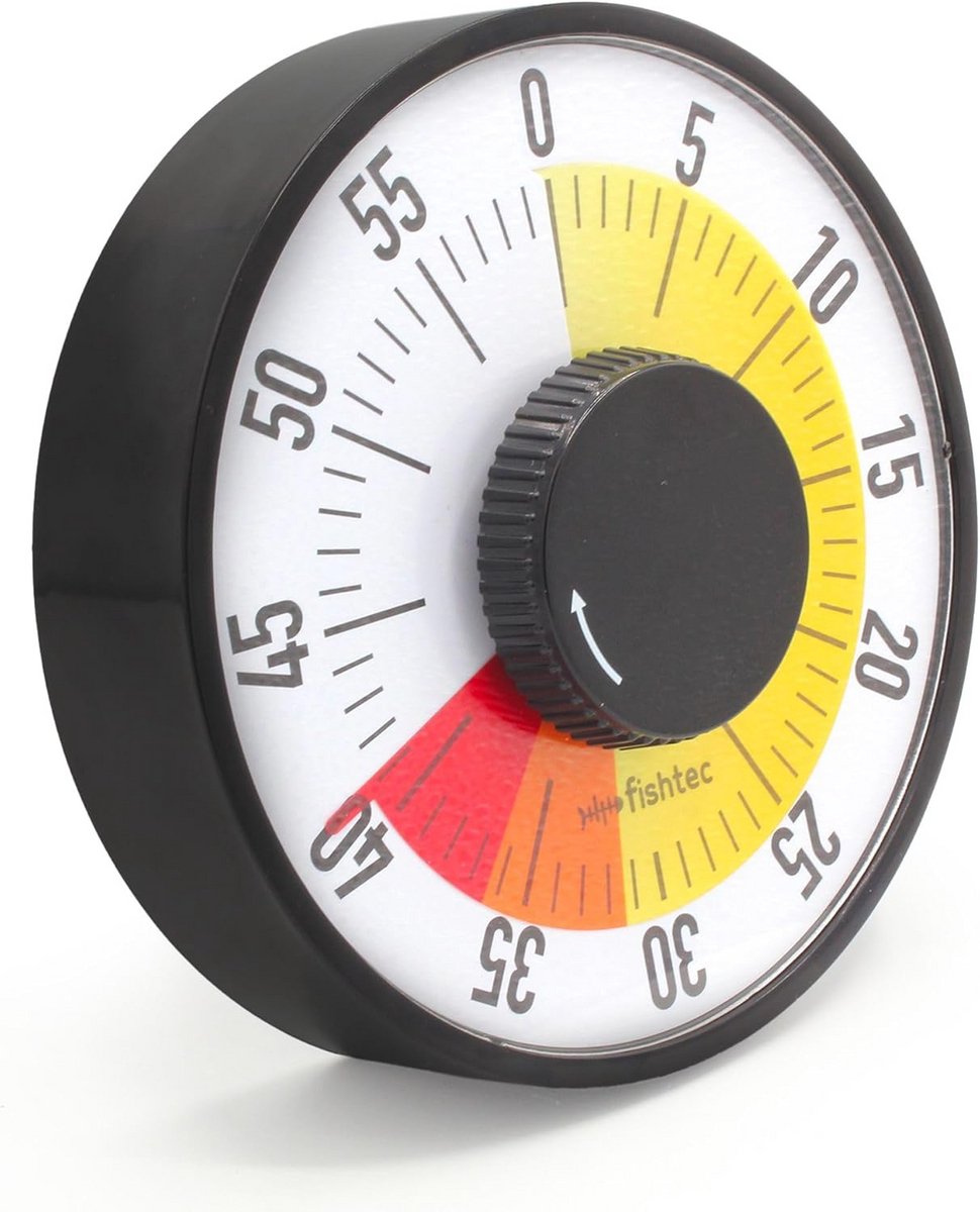 Mechanische vierkante timer 60 minuten met grote cijfers, zwart