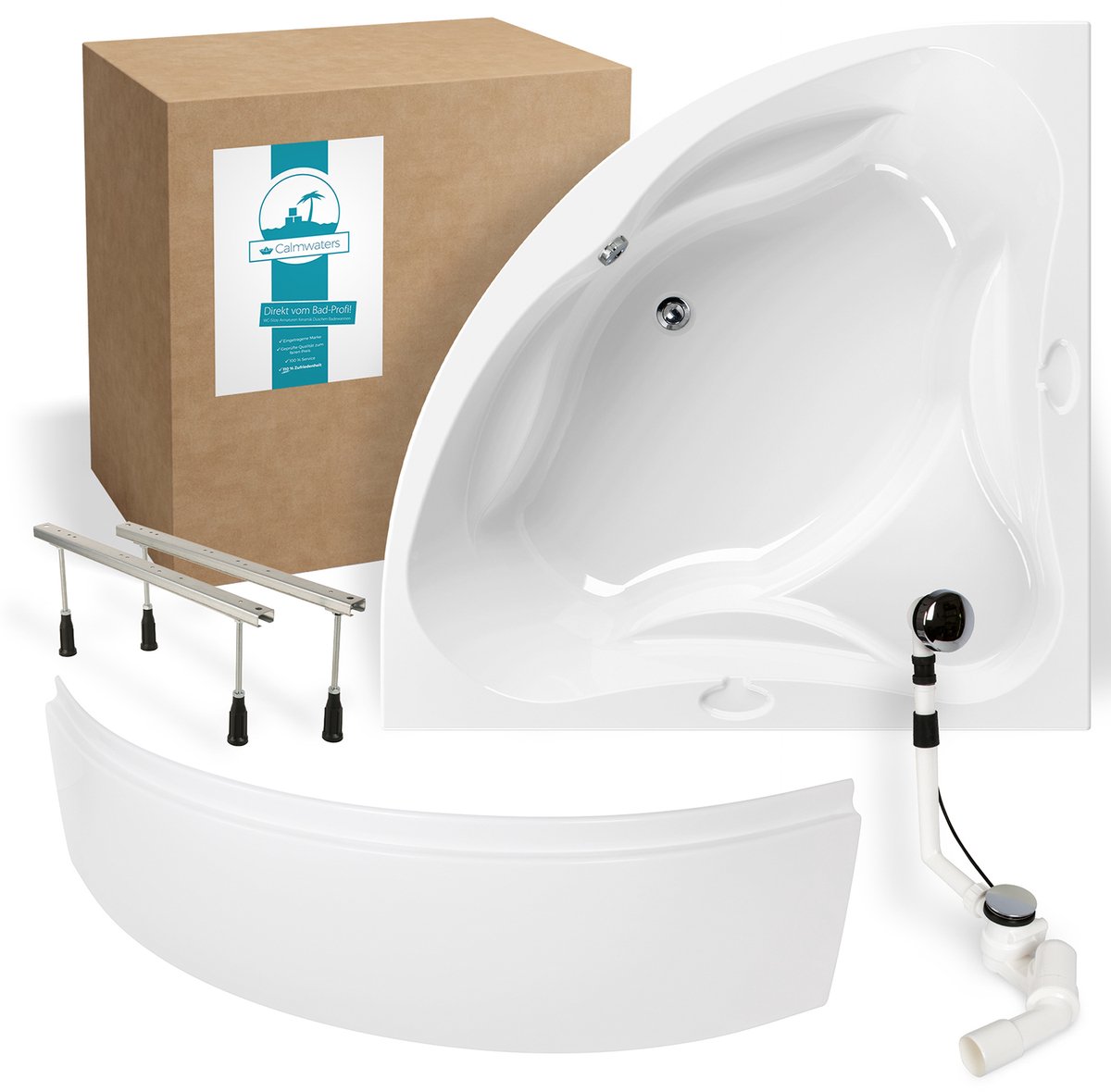 Calmwaters Original - Badkuip - 140 x 140 cm - Set Schort