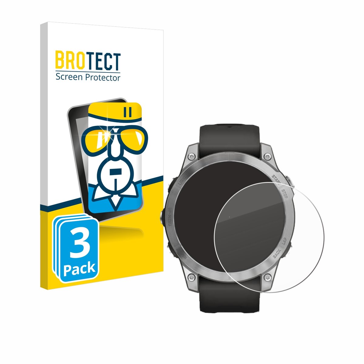 BROTECT - Glas Screenprotector voor Garmin Fenix 7 (47 mm) - Gehard Beschermglas 9H 3 Stuks