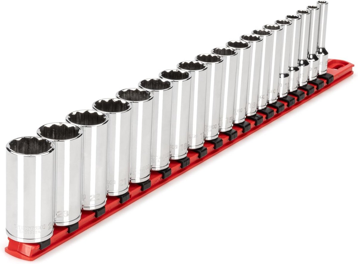 Dopsleutelset 3/8 Inch Aandrijving 12-Kant 19-Delig - Diepe en Standaard Doppen