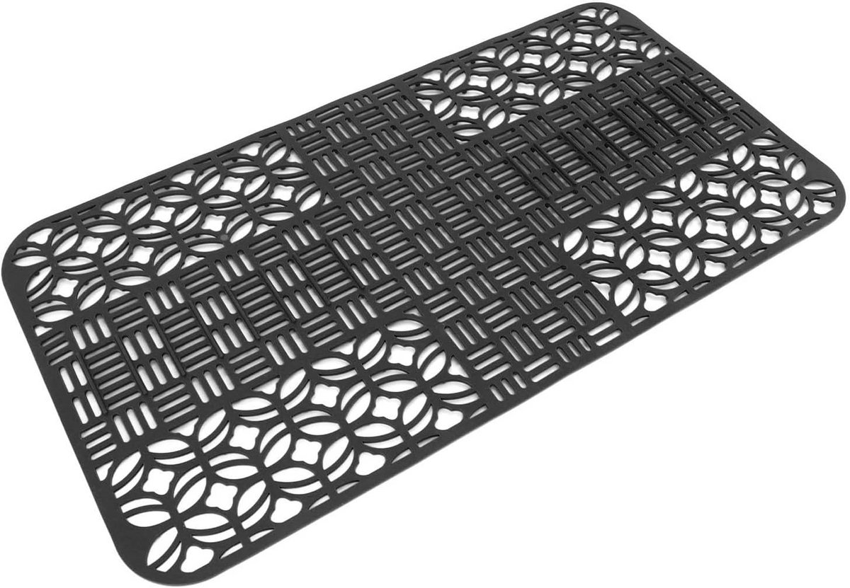 Grote Hittebestendige Siliconen Spoelbakmat Antislip Universeel Zwart 66x35 cm
