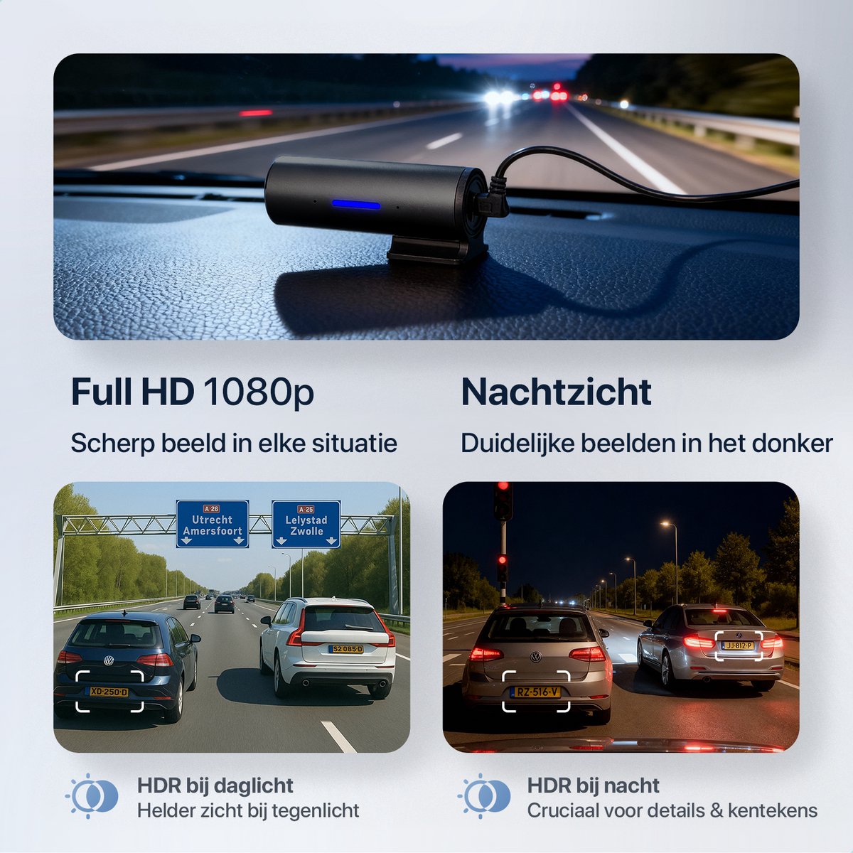 Dashcam Pro WiFi - Full HD - Dashcam voor Auto - Nachtzicht & Botsingdetectie - Mobiele App - Incl. 32GB SD-kaart – foto 3